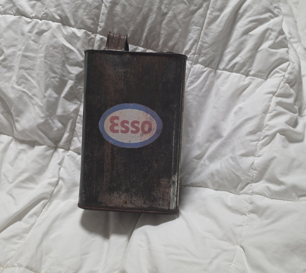 1930's Esso Vintage Metal Canister - Dark Rust Finish